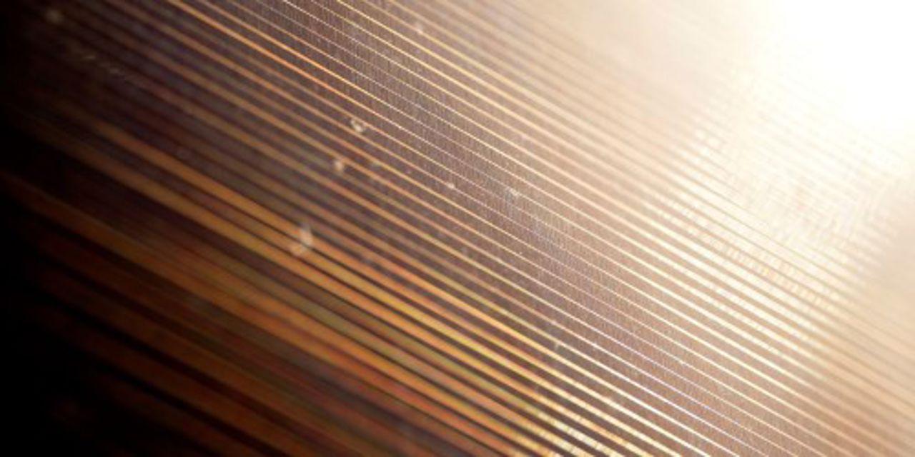 Closeup of solar panel in sunshine